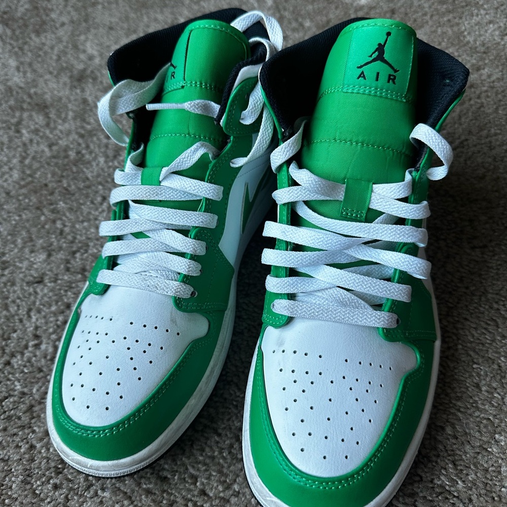 Nike Air Men's Green and White High-Top Sneakers
